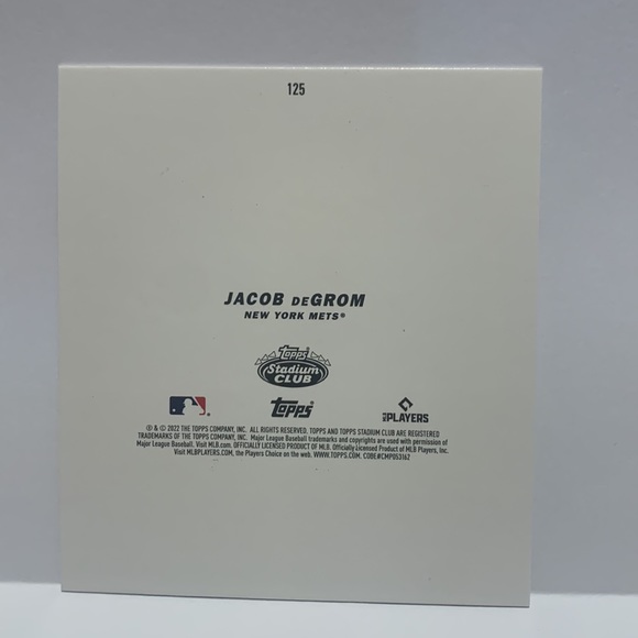 2022 Topps Stadium Club Jacob DeGrom Oversized Master Photo #125 (MISC7) - Picture 2 of 2